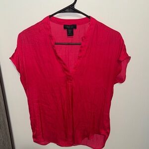 RACHEL Rachel Roy Hot Pink V-Neck Short Sleeve Blouse
